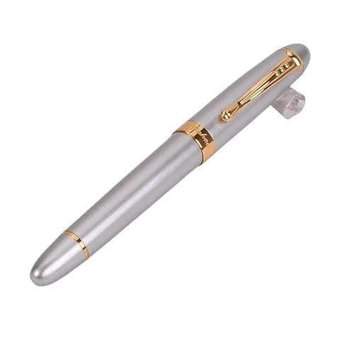 KLVN Classics Kalligraphie-Stift, dicker Körper, 1,0 mm, gebogene Spitze, Metall-Füllfederhalter, luxuriöse Tinte, Geschenkstifte zum Schreiben (Champagner-Silber) von KLVN