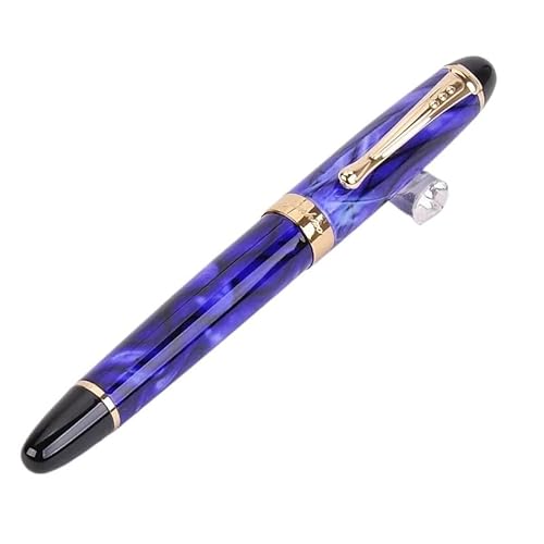 KLVN Classics Kalligraphie-Stift mit dicker Spitze, 1,0 mm, gebogene Feder, Metall-Füllfederhalter, luxuriöse Tinte, Geschenkstifte zum Schreiben (blaue Eisblume) von KLVN