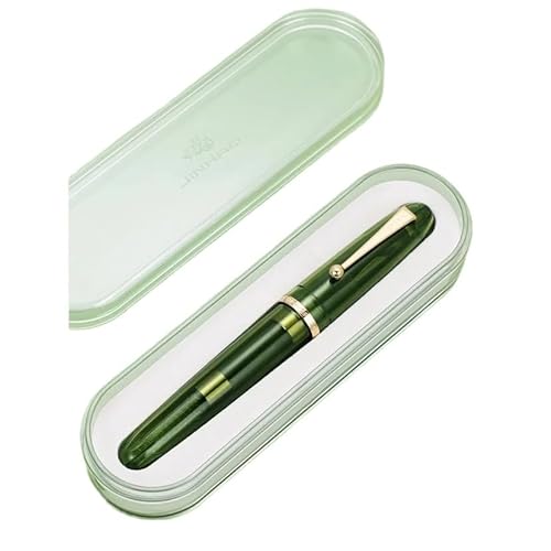 KLVN Füllfederhalter, F/M-Feder, Kunstharz, Büro, großer Konverter, Schreibwaren, Schule, Bürobedarf (olivgrün, mit Box, 0,5 mm) von KLVN
