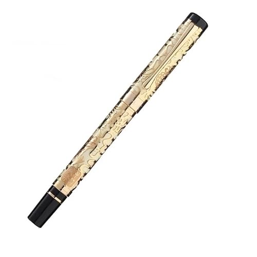 KLVN Gravur-Drachen-Metall-Füllfederhalter, Geschenk für Studenten, Büro, Schulbedarf, Schreibwaren (weiße Schnitzerei, EF (0,38 mm)) von KLVN