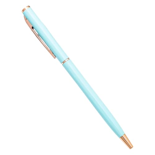 KLVN Metall-Kugelschreiber, Roségold, individuelles Logo, Schreibwaren, Business-Geschenk, Schriftzug, gravierter Name, Schule und Bürobedarf (Hellblau-Rose, Blau), 50 Stück von KLVN