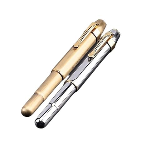 KLVN Vintage-Füllfederhalter aus Messing, kurz, für Büro, Schule, Schreibwaren, tragbar, fließendes Schreiben, Geschenk, Grün, EF (Feder) von KLVN