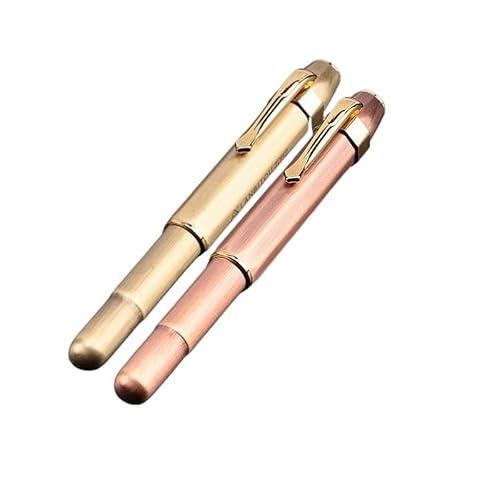 KLVN Vintage-Füllfederhalter aus Messing, kurz, für Büro, Schule, Schreibwaren, tragbar, fließendes Schreiben, Geschenk, Hellgrau, F (freiliegende Spitze) von KLVN