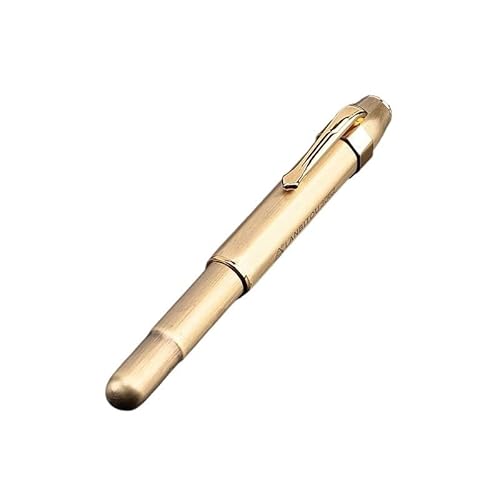 KLVN Vintage-Füllfederhalter aus Messing, kurz, für Büro, Schule, Schreibwaren, tragbares Schreiben, fließendes Signatur-Stift, Geschenk, Weiß, EF (Kapuzenfeder) von KLVN