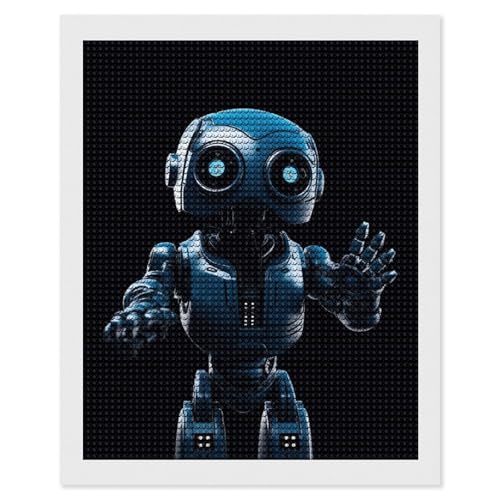 Diamond Painting Kits für Erwachsene Diamond Art Kit für Anfänger Blauer Roboter 5D DIY Full Round Diamond Art Craft Kits für Erwachsene für Home Wall Decor von KLWQR