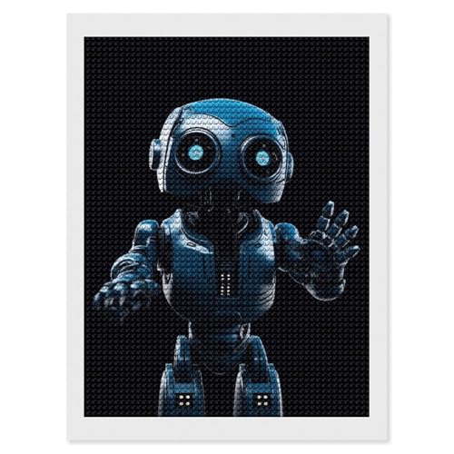 Diamond Painting Kits für Erwachsene Diamond Art Kit für Anfänger Blauer Roboter 5D DIY Full Round Diamond Art Craft Kits für Erwachsene für Home Wall Decor von KLWQR