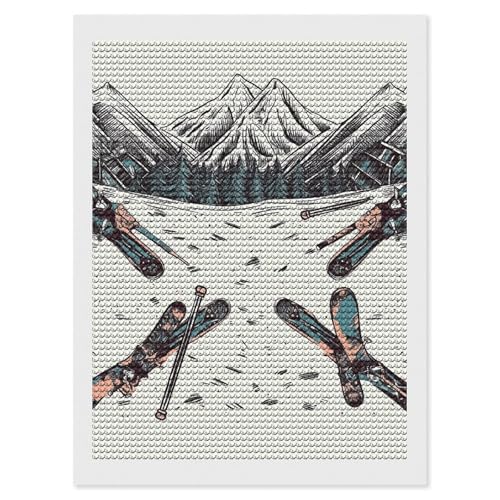 Diamond Painting Kits für Erwachsene Diamond Art Kit für Anfänger Skifahren mit Gear Set 5D DIY Full Round Diamond Art Craft Kits für Erwachsene für Home Wall Decor von KLWQR