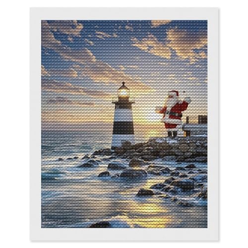Diamond Painting Kits für Erwachsene Diamond Art Kit für Anfänger Weihnachtsmann Leuchtturm 5D DIY Full Round Diamond Art Craft Kits für Erwachsene für Home Wall Decor von KLWQR
