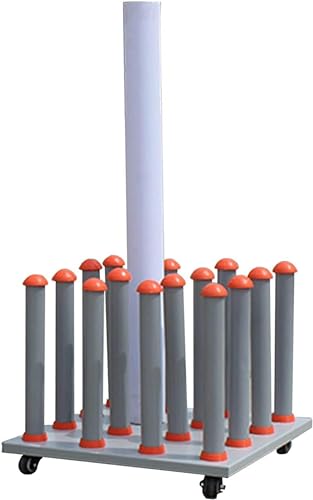 Bandaufbewahrungs-Präsentationsständer, Schal-Vinylrollenhalterwagen, Metall-Vinylregal, mobiler Medienrollen-Aufbewahrungsständer mit Rädern, Filmständer-Staffelei, Bastelpapierrollenhalter, Orange von KLYDBMYT