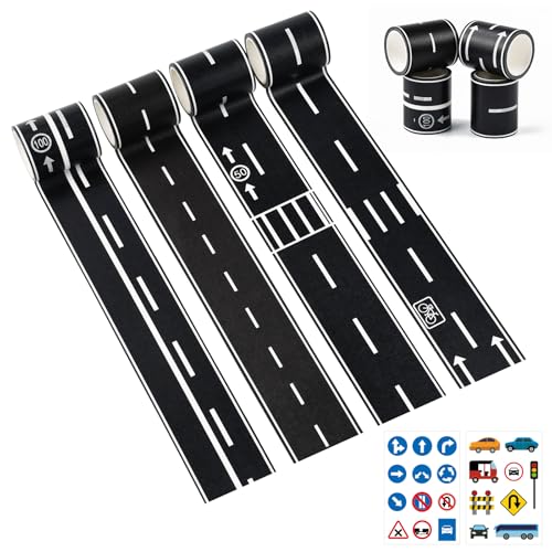 KLYKLL 4 Rollen Klebeband Straße Washi Tape Kinder 5cm*5m Selbstklebend Straßenband Road Tape Autobahn Klebestraße Klebestreifen Straße Straßenband Kleber mit Verkehrszeichen Aufkleber für DIY Lernen KLYKLL 4 Rollen Klebeband Straße Washi Tape Kinder 5cm*5m Selbstklebend Straßenband Road Tape Autobahn Klebestraße Klebestreifen Straße Straßenband Kleber mit Verkehrszeichen Aufkleber für DIY Lernen von KLYKLL