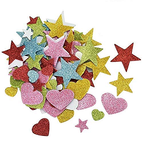 KLYNGTSK 200 Stück Glitter Schaumstoff Sticker Kinder Schaumstoff Aufkleber Selbstklebendes Glitzernde Moosgummi Stickers Glitzer Foam Aufkleber für Kunsthandwerk Sammelalben DIY Dekoration, Bunte von KLYNGTSK