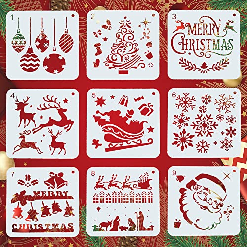 KLYNGTSK 9 Stück Weihnachten Schablonen Set Kunststoff Weihnachts Schablonen Vorlagen Weinachten Zeichnung Malerei Schablonen Weihnachtsbaum Zeichenschablonen Malschablonen für Weihnachtsdekoration KLYNGTSK 9 Stück Weihnachten Schablonen Set Kunststoff Weihnachts Schablonen Vorlagen Weinachten Zeichnung Malerei Schablonen Weihnachtsbaum Zeichenschablonen Malschablonen für Weihnachtsdekoration von KLYNGTSK