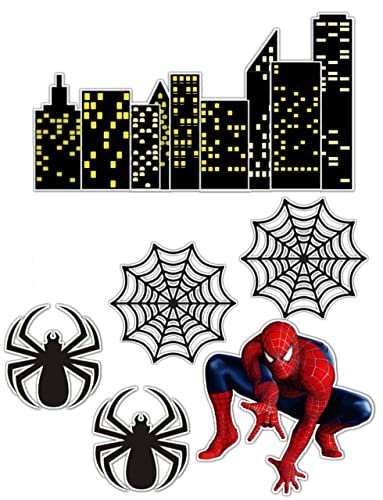 KM Designs KB Designs- Kuchendekoration mit Spiderman-Motiv, personalisierbar, bedruckt, essbar, km_spider_6 von KM Designs