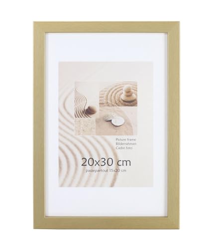 Holz Bilderrahmen Plexi Lifestyle Foto Rahmen Collage Wanddeko Poster HR25: Farbe: Gold | Format: 15x20 von KM Foto