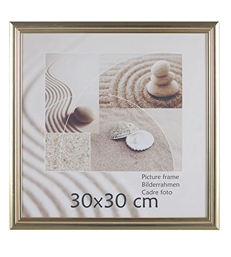 S216 Holz Bilderrahmen Acrylglas Lifestyle Foto Rahmen Collage Wanddeko Poster: Farbe: Gold | Format: 30x30 von KM FOTO