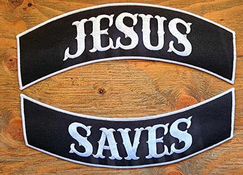 Jesus Saves, Aufnäher/Bügelbild, 30,5 x 7,6 cm, für Jacke, Weste, Leder von KMA