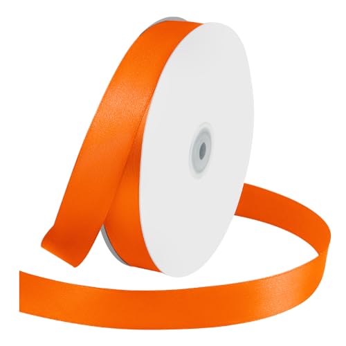 Orangefarbenes Band, 2,5 cm breit x 91,4 m, orangefarbenes Band für Geschenkverpackungen, Halloween, Weihnachten, Hochzeit, Erntedankfest, Ostern von KMER LIFE