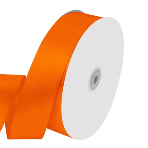 Orangefarbenes Band, 3,8 cm breit x 91,4 m, orangefarbenes Band für Geschenkverpackungen, Halloween, Weihnachten, Hochzeit, Erntedankfest, Ostern von KMER LIFE