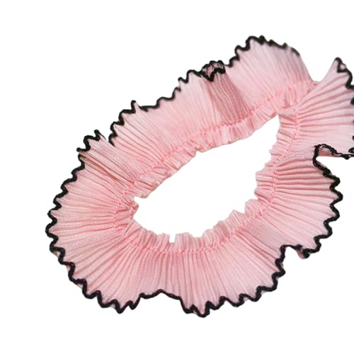 KMGDM 3 cm breite Chiffon-Spitzenbesatz mit Hundezahn-Plisse-Borte für modische Heimkleidung, Stirnband, Bastel-Projektdekoration von KMGDM