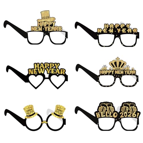 KMGDM 6 Stück 2026 Neujahrsparty-Brille, leicht, Cosplay, faltbarer Rahmen für lustige Feiern und Kostümzubehör von KMGDM