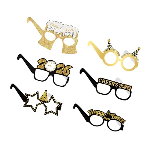 KMGDM 6 Stück 2026 Neujahrsparty-Brille, leicht, Cosplay, faltbarer Rahmen für lustige Feiern und Kostümzubehör von KMGDM