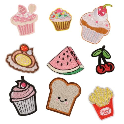 KMGDM 9 x Cartoon-Dessert-Aufnäher zum Aufnähen auf Mützen, Kleidungsstücken, Zubehör, Basteln, Dekoration für Erwachsene und Kinder KMGDM 9 x Cartoon-Dessert-Aufnäher zum Aufnähen auf Mützen, Kleidungsstücken, Zubehör, Basteln, Dekoration für Erwachsene und Kinder von KMGDM