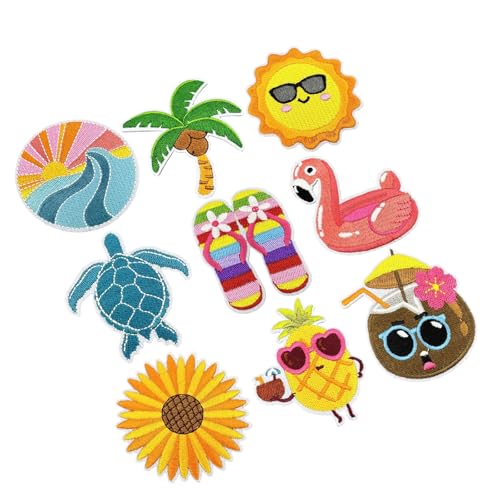 KMGDM Aufnäher zum Aufbügeln mit Cartoon-Urlaubsmotiv, zum Aufbügeln, Reparatur zum Personalisieren von Kappen und Schuhbeuteln, für alle Altersgruppen, 9 Stück von KMGDM