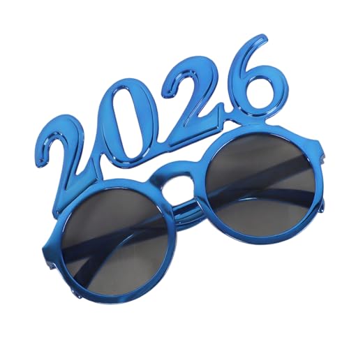 KMGDM Stilvolle 2026 Digital-Design Runde Linse Brille für Neujahrsparty Feiern Praktisches PC Party Zubehör Brille von KMGDM