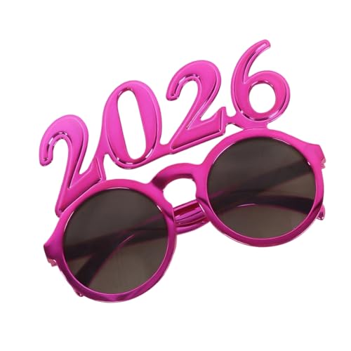 KMGDM Stilvolle 2026 Digital-Design Runde Linse Brille für Neujahrsparty Feiern Praktisches PC Party Zubehör Brille von KMGDM