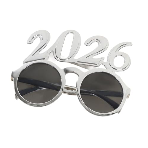 KMGDM Stilvolle 2026 Digital-Design Runde Linse Brille für Neujahrsparty Feiern Praktisches PC Party Zubehör Brille von KMGDM