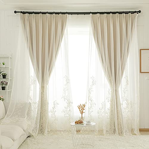 2 Schichten Verdunkelungsvorhänge Spitzen Stickerei,Double-Deck Vorhang Blickdicht mit Voile,Wohnzimmer Kinder Schlafzimmer Energiesparender Wärmeisolierter Bleistiftfalten Anthrazit Gardinen,1pcs 2 Schichten Verdunkelungsvorhänge Spitzen Stickerei,Double-Deck Vorhang Blickdicht mit Voile,Wohnzimmer Kinder Schlafzimmer Energiesparender Wärmeisolierter Bleistiftfalten Anthrazit Gardinen,1pcs von KMILE