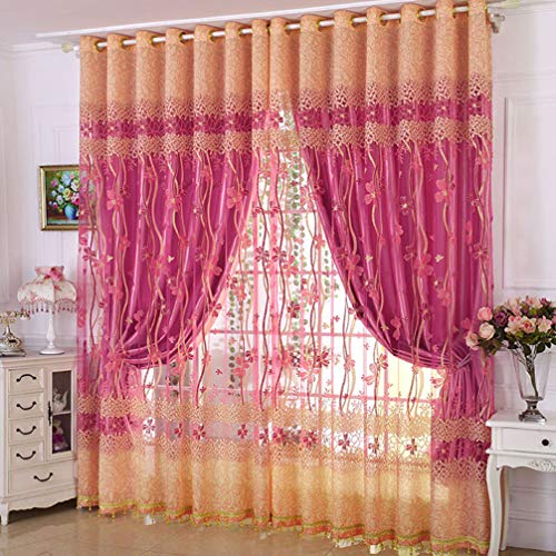 Elegance 2 Schichten Stickerei Tüll Verdunkelungsvorhänge,Doppelstöckiger ÖseVorhang Blickdicht mit Voile,Kinder Wohnzimmer Schlafzimmer Wärmeisolierter Double Deck Blackout Gardinen,Pink,Beige1pcs Elegance 2 Schichten Stickerei Tüll Verdunkelungsvorhänge,Doppelstöckiger ÖseVorhang Blickdicht mit Voile,Kinder Wohnzimmer Schlafzimmer Wärmeisolierter Double Deck Blackout Gardinen,Pink,Beige1pcs von KMILE