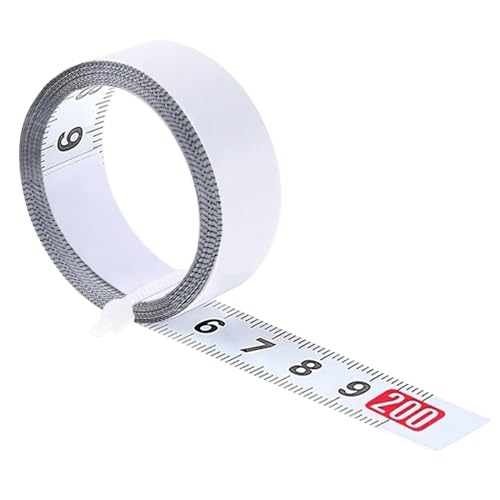 1 Rollen 2M maßband,Selbstklebendes Maßband,Skalenbandmaß,Maßband zum Aufkleben,Weiß Massband Klebend,für Zimmerei Werkbänke Tische Theken Wände(1 x 2m Links Nach Rechts) von KMKANPO