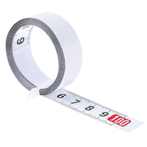 1 Rollen 2M maßband,Selbstklebendes Maßband,Skalenbandmaß,Maßband zum Aufkleben,Weiß Massband Klebend,für Zimmerei Werkbänke Tische Theken Wände(1 x 2m Mitte zu Beiden Seiten) von KMKANPO