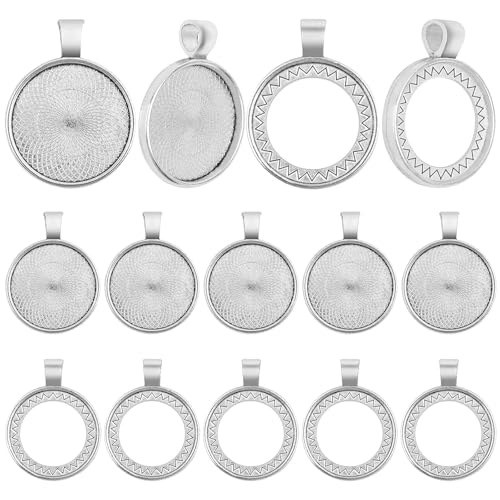 20pcs Antik Silber Runde Lünette Anhänger Tabletts Blank Base Cabochon Einstellungen für DIY Fotos Halskette Schmuckherstellung Bastelbedarf 2 Stile Innendurchmesser 25mm 20pcs Antik Silber Runde Lünette Anhänger Tabletts Blank Base Cabochon Einstellungen für DIY Fotos Halskette Schmuckherstellung Bastelbedarf 2 Stile Innendurchmesser 25mm von KMOSPAD