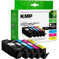 KMP  1x pigmentschwarz, 1x schwarz, 1x cyan, 1x magenta, 1x gelb Druckerpatronen kompatibel zu Canon PGI-580XXL PGBK, CLI 581XXL BK/C/M/Y, 5er-Set von KMP