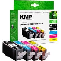 KMP  schwarz, cyan, magenta, gelb Druckerpatronen kompatibel zu Canon PGI-520 BK, CLI-521 C/M/Y, 4er-Set von KMP