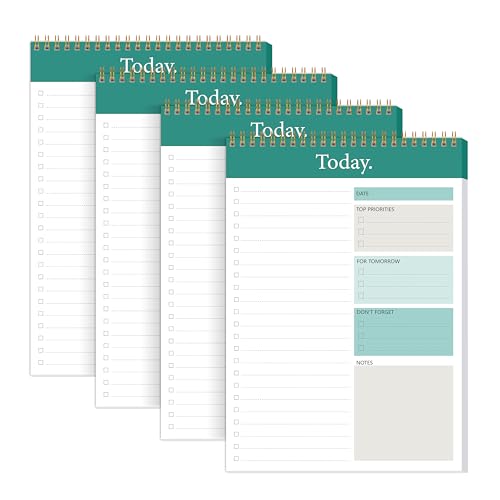 KMQOY Notizblock für To-Do-Liste, Tagesplaner, undatiert, 52 Blatt, Spiralblock, Heuteplaner, Notizblock, hochwertiges dickes Papier, 16,5 x 24,9 cm, für Arbeit und persönlich, Grün, 4 Stück KMQOY Notizblock für To-Do-Liste, Tagesplaner, undatiert, 52 Blatt, Spiralblock, Heuteplaner, Notizblock, hochwertiges dickes Papier, 16,5 x 24,9 cm, für Arbeit und persönlich, Grün, 4 Stück von KMQOY