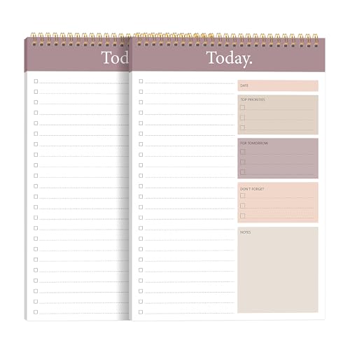 KMQOY To-Do-Listen-Notizblock, undatiert, 52 Blatt, spiralförmig, Heute-Planer, Notizblock, hochwertiges dickes Papier, 16,5 x 24,9 cm, für Arbeit und persönliche Organisation, Braun, 2 Stück KMQOY To-Do-Listen-Notizblock, undatiert, 52 Blatt, spiralförmig, Heute-Planer, Notizblock, hochwertiges dickes Papier, 16,5 x 24,9 cm, für Arbeit und persönliche Organisation, Braun, 2 Stück von KMQOY