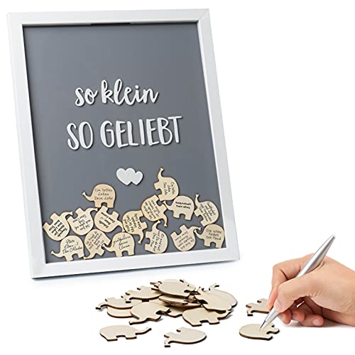 KNECKES Wünsche Bilderrahmen aus Holz | Gästebuch und Baby-Geschenk als Erinnerung | Babyparty Deko für Mädchen & Jungen | Gästebuch für Geburtstag & Taufe | Baby Shower Deko mit Holz-Elefanten KNECKES Wünsche Bilderrahmen aus Holz | Gästebuch und Baby-Geschenk als Erinnerung | Babyparty Deko für Mädchen & Jungen | Gästebuch für Geburtstag & Taufe | Baby Shower Deko mit Holz-Elefanten von KNECKES