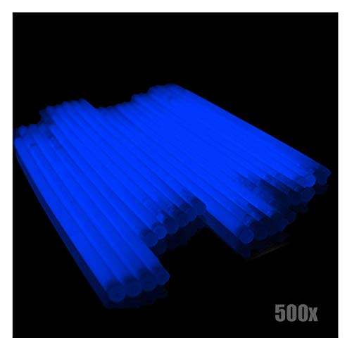 KNIXS 500x Arm-Knicklichter – Blau leuchtend inkl. 500x 3D-Verbinder und 10x Ballverbinder und 7-Lochverbinder, seit 15 Jahren in Profiqualität, Glowstick / Leuchtstab - für Party, Festival, Geburtstag oder als Dekoration von KNIXS