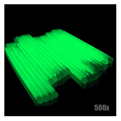 KNIXS 500x Arm-Knicklichter – Grün leuchtend inkl. 500x 3D-Verbinder und 10x Ballverbinder und 7-Lochverbinder, seit 15 Jahren in Profiqualität, Glowstick / Leuchtstab - für Party, Festival, Geburtstag oder als Dekoration von KNIXS