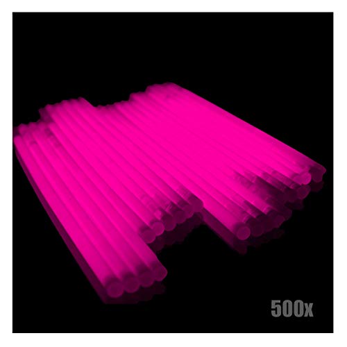 KNIXS 500x Arm-Knicklichter – Party-Pink (Rosa) leuchtend inkl. 500x 3D-Verbinder und 10x Ballverbinder und 7-Lochverbinder, seit 15 Jahren in Profiqualität, Glowstick / Leuchtstab - für Party, Festival, Geburtstag oder als Dekoration von KNIXS