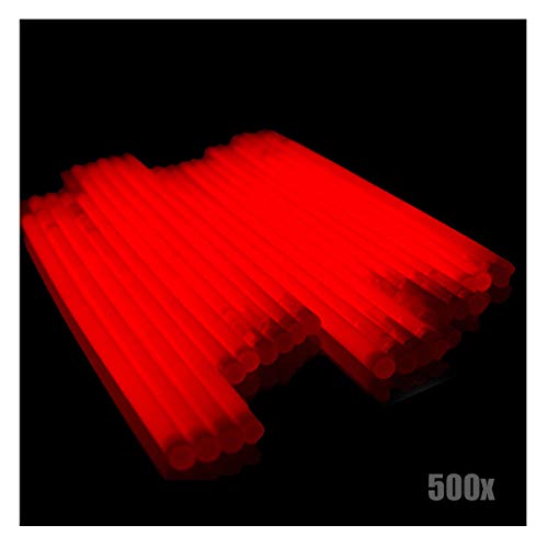 KNIXS 500x Arm-Knicklichter - Rot leuchtend inkl. 500x 3D-Verbinder und 10x Ballverbinder und 7-Lochverbinder, seit 15 Jahren in Profiqualität, Glowstick / Leuchtstab - für Party, Festival, Geburtstag oder als Dekoration von KNIXS