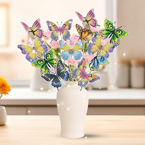 KNJOMZIE 8 Stück Diamond Painting Set, Schmetterling Diamond Painting für Erwachsene Kinder, Bastelset DIY Schmetterling Deko für Garten Balkon, Geschenke für Mädchen und Frauen KNJOMZIE 8 Stück Diamond Painting Set, Schmetterling Diamond Painting für Erwachsene Kinder, Bastelset DIY Schmetterling Deko für Garten Balkon, Geschenke für Mädchen und Frauen von KNJOMZIE