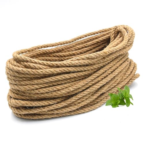 KNJOMZIE Juteseil 8mm x 25m – Natürliches Hanfseil aus Jutefasern, Robustes Tau für Garten, Kratzbaum, DIY Bastelarbeiten, Dekoration, Verpackung, Makramee von KNJOMZIE
