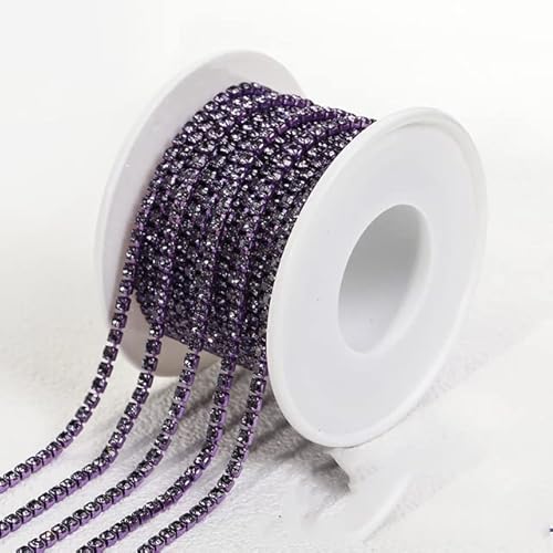 1 Yard 10 Farben Klaue Strass SS6 SS8 Kristall Quaste DIY Kleidung Ohrring Zubehör Perlen Diamant Strass Kette-Violets Elec,SS12 3mm,5 Yard von KNOXS