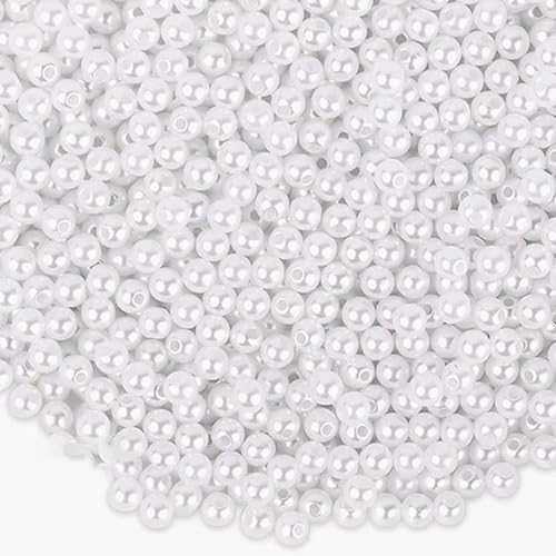 3–16 mm Elfenbeinperlen, ABS-Perlenimitat mit Loch, Bastelperlen, Acryl, lose Perlen für DIY-Armbänder, Nähen, Basteln – Weiß, 3 mm, 1000 Stück von KNOXS