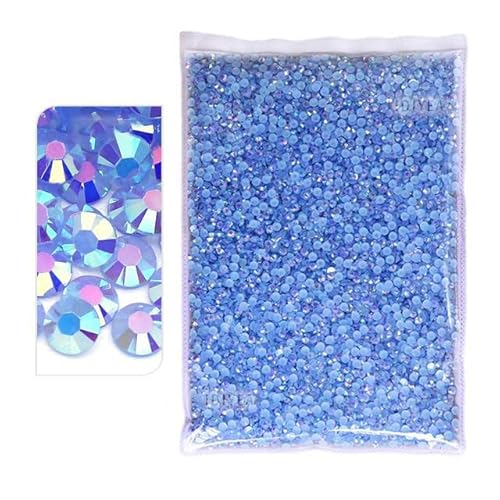 Bulk-Großhandel, 2–6 mm Jelly AB-Harz, nicht Hotfix-Strasssteine, flache Rückseite, Kristalle, Strass, glitzert, große Packung mit Steinen – Jelly Lt.Sapphire AB, 5 mm SS20 – 10000 Stück von KNOXS