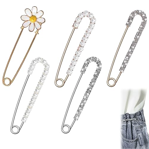 Hose Sicherheitsnadeln,Schleppennadel Brautkleid,Künstliche Perlen-Brosche,Perlen Sicherheitsnadeln,Schleppennadel Brosche Brautkleid,Strass,für Damen Mädchen Kleidung Zubehör von KOAHDE
